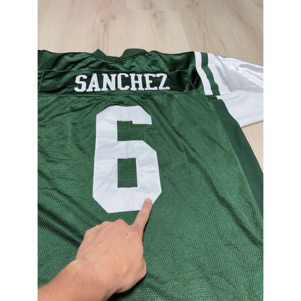 Reebok Mark Sanchez #6 New York Jets NFL Jersey Men's Size 52 2XL Green/White - Picture 7 of 9